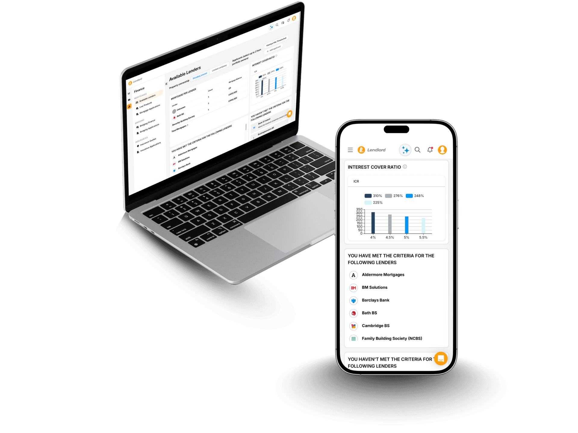 Lendlord digital mortgage application on a phone