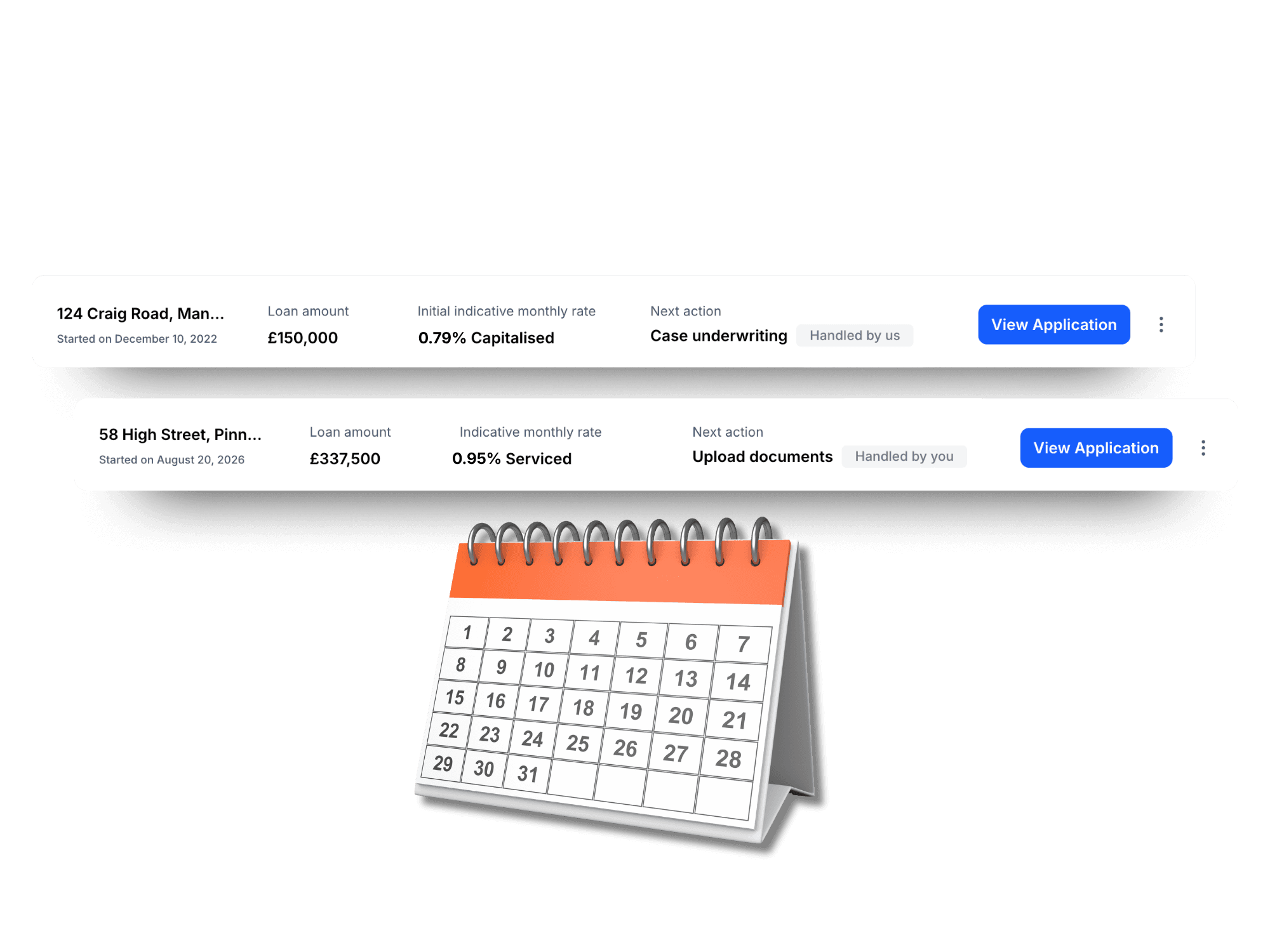 Lendlord bridging application progress tracked online