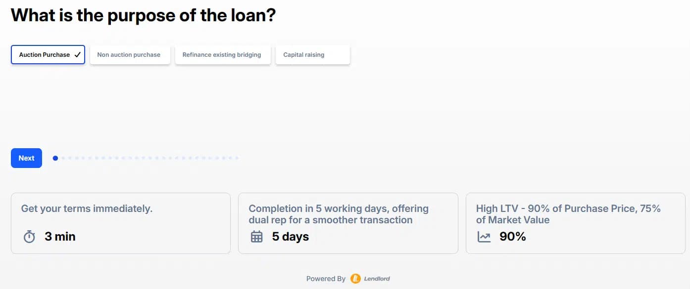 Fast Digital Bridging Loan Application