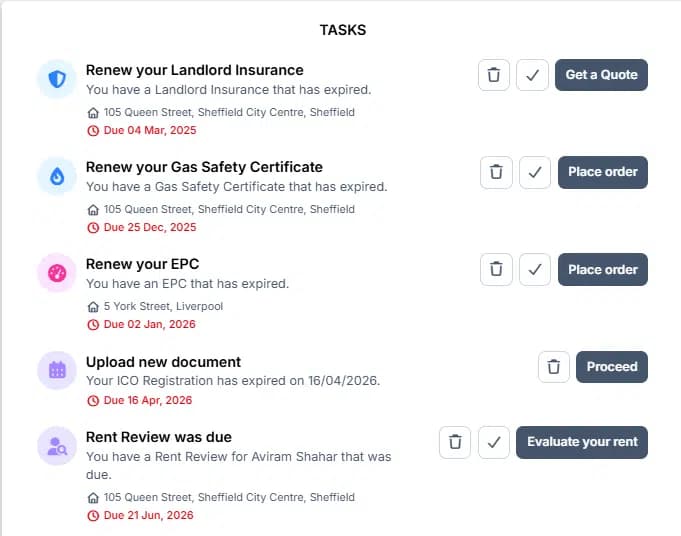 Landlord Task Management Dashboard