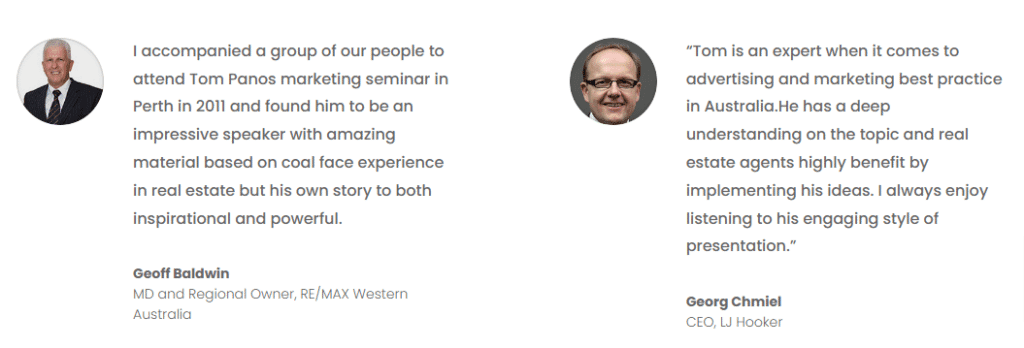 Testimonials Tom Panos