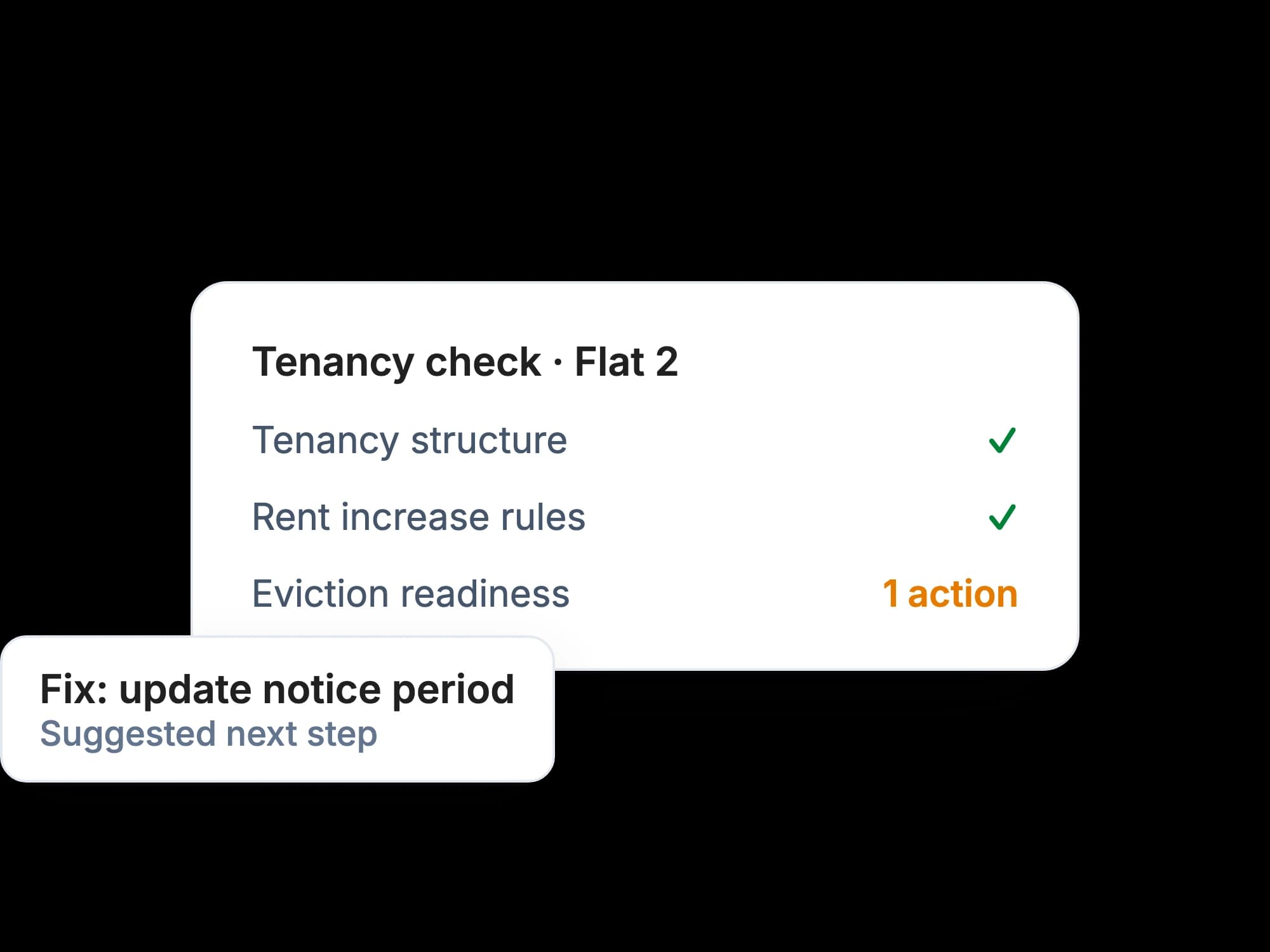 Renters' Rights tenancy check with one eviction readiness action to fix