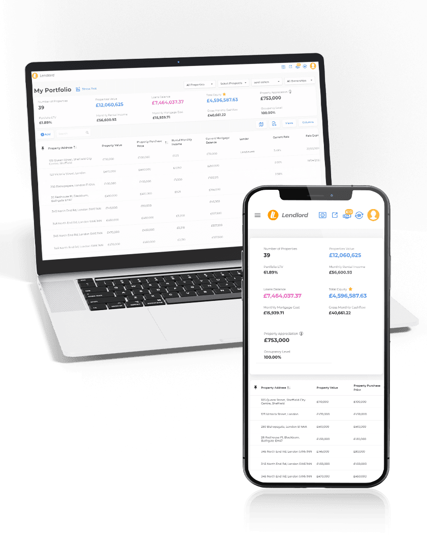 Lendlord portfolio management dashboard on a phone