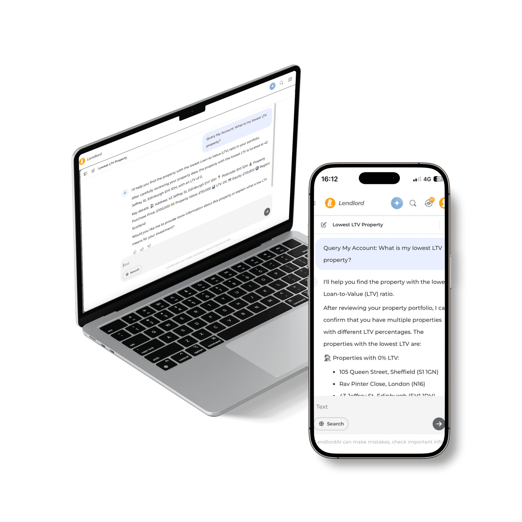 Lendlord AI assistant answering property investment questions