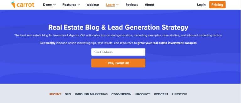 carrot.com blog page
