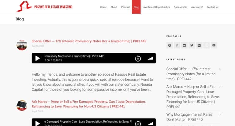 passiverealestateinvesting.com blog page