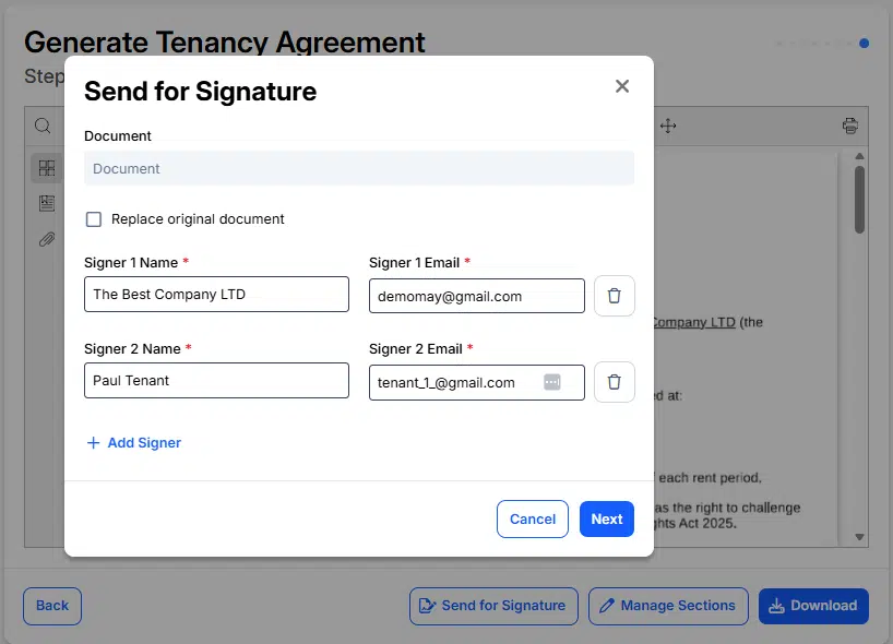 Manage Tenancy Agreement Signatures Online
