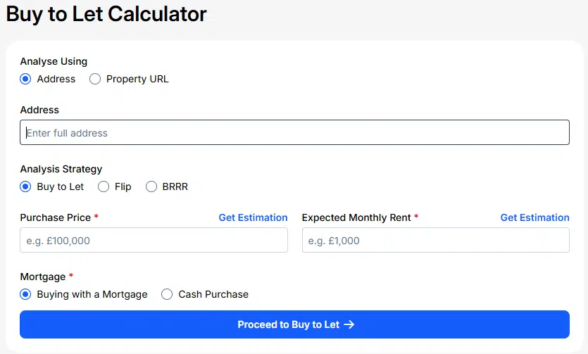 Buy To Let Calculator