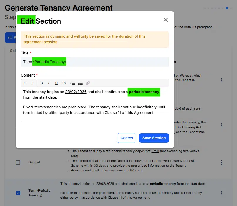 Edit Periodic Tenancy Agreements