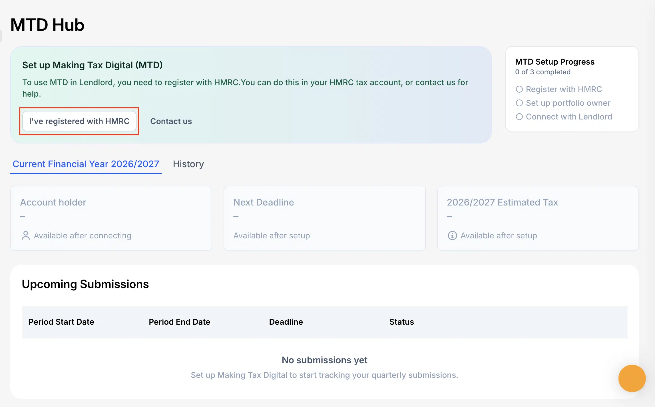 1 Click On Ive Registered With HMRC If You Havent Registered Yet You Will Need To First Register With HMRC And Then Continue The Process On Lendlord