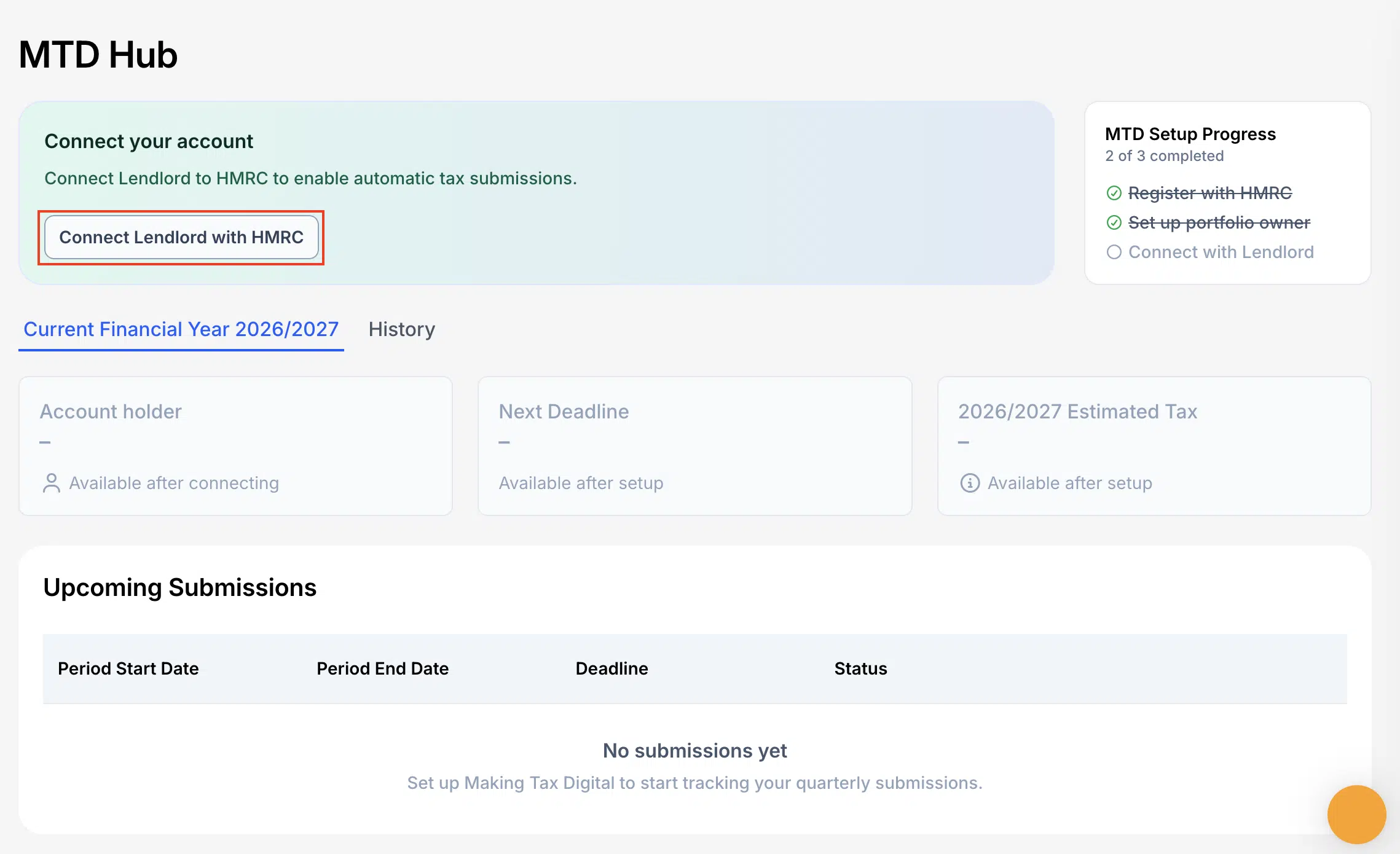 4 Next Click On Connect Lendlord With HMRC This Will Transfer You Over To HMRC Website