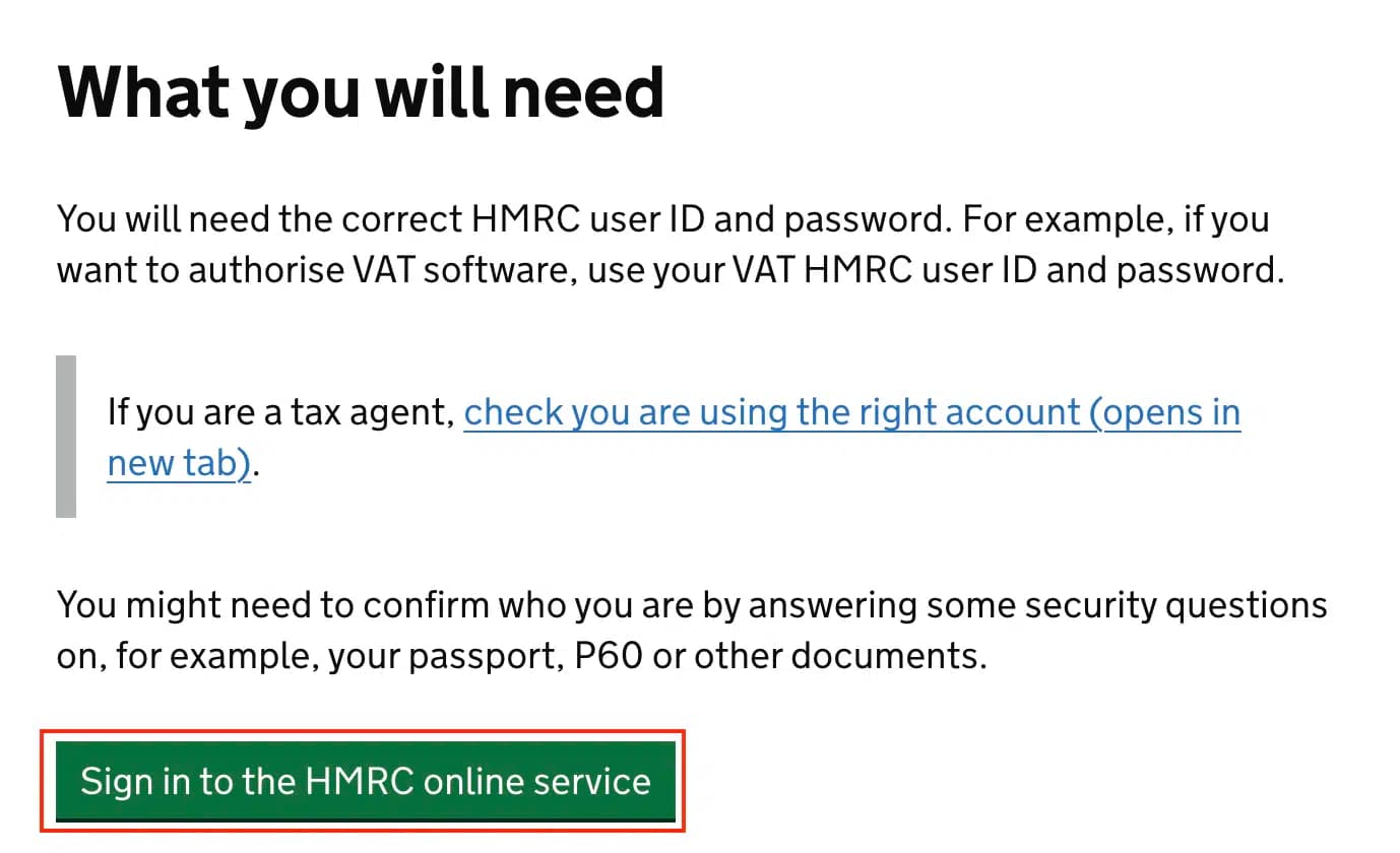 5 Next Click On Sign In To HMRC Online Service
