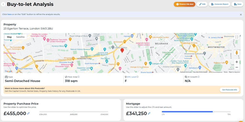 property deal analysis with Lendlord
