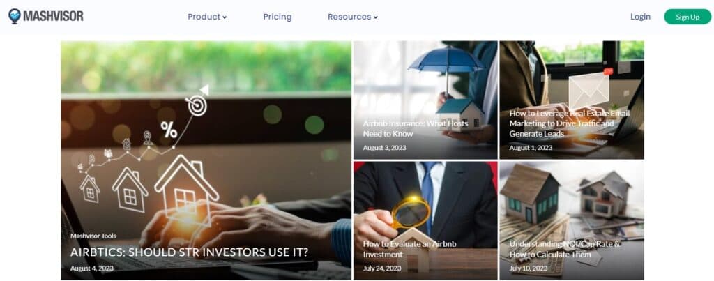 Mashvisor home page