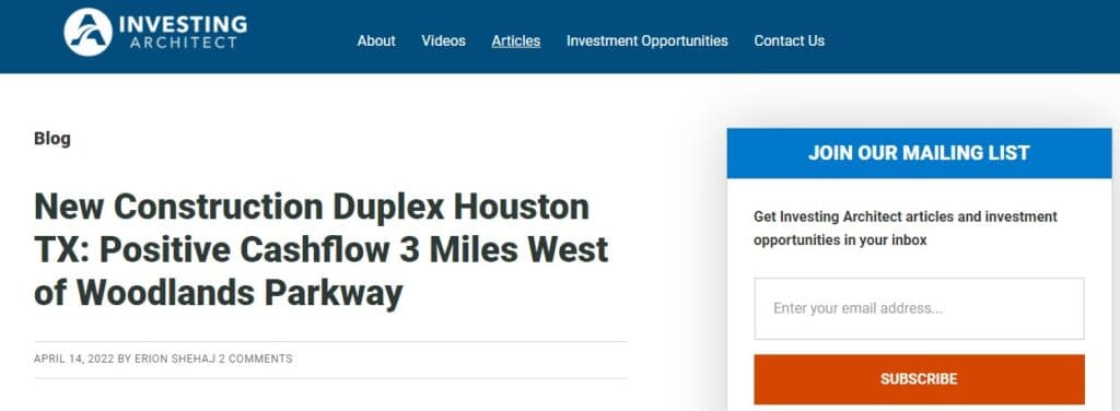 Investing Architect home page