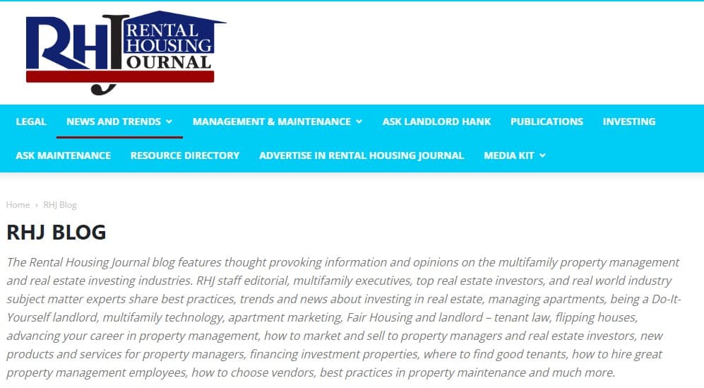 Rental Housing Journal home page