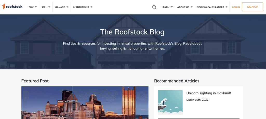 Roofstock blog home page