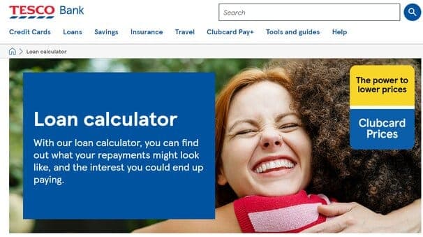 Tesco's bridging loan page - comparison bridging loan calculators