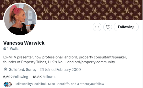 Vanessa Warwick 4 Walls Twitter