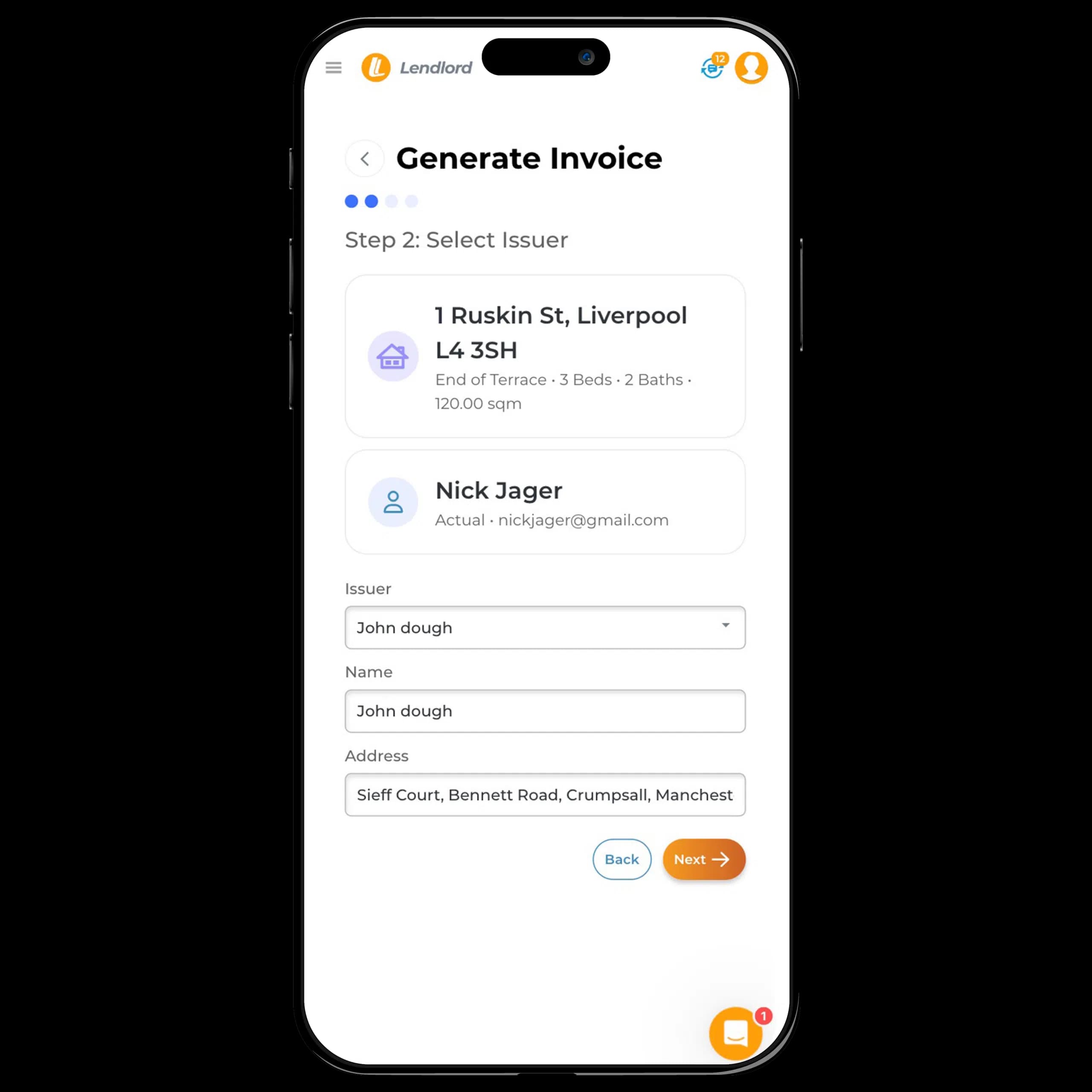 Lendlord invoice customisation with personalised details and branding