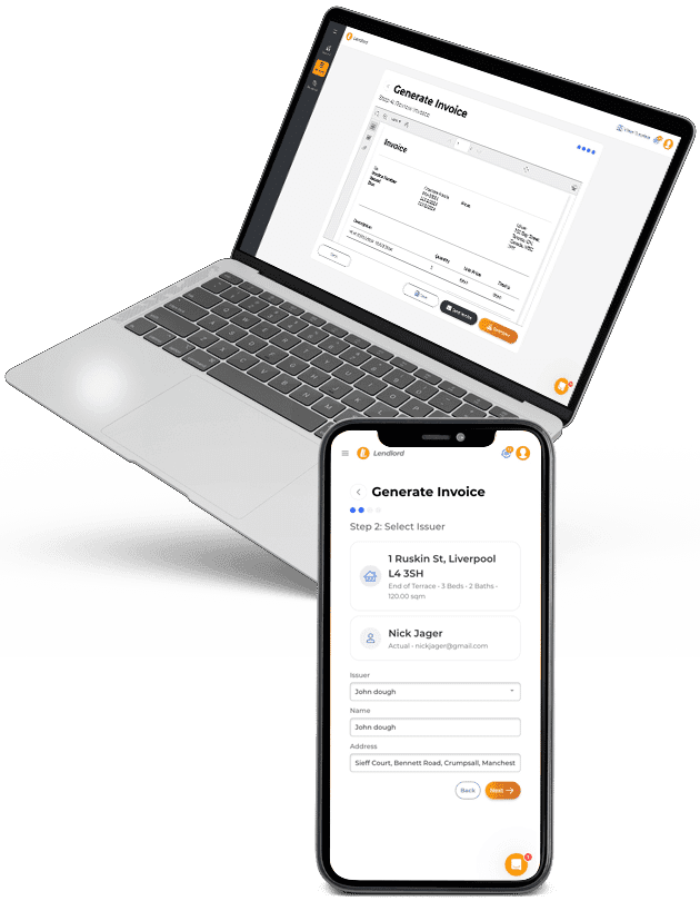 Lendlord invoice generator creating a rent invoice