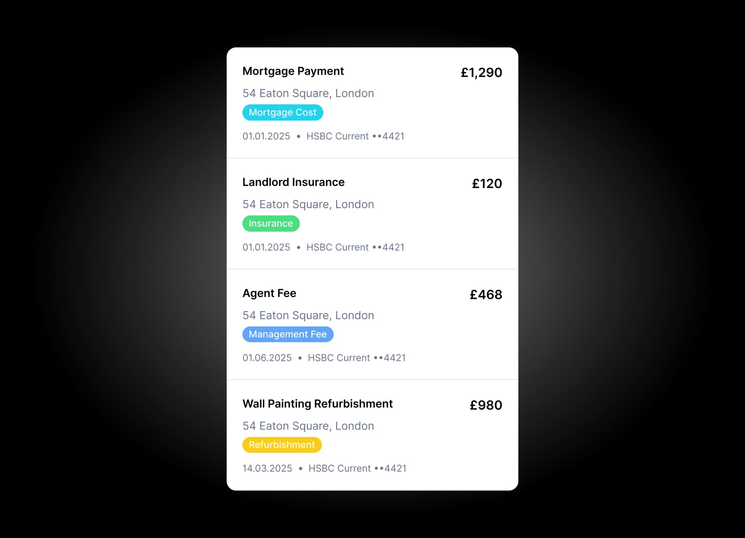 Lendlord digital records with open banking transactions categorised for MTD