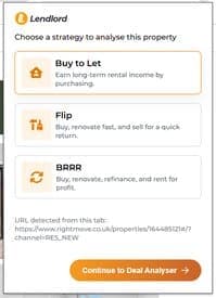 Lendlord analyses Rightmove listings with the Lenbdlord Deal Analysys Chrome extension