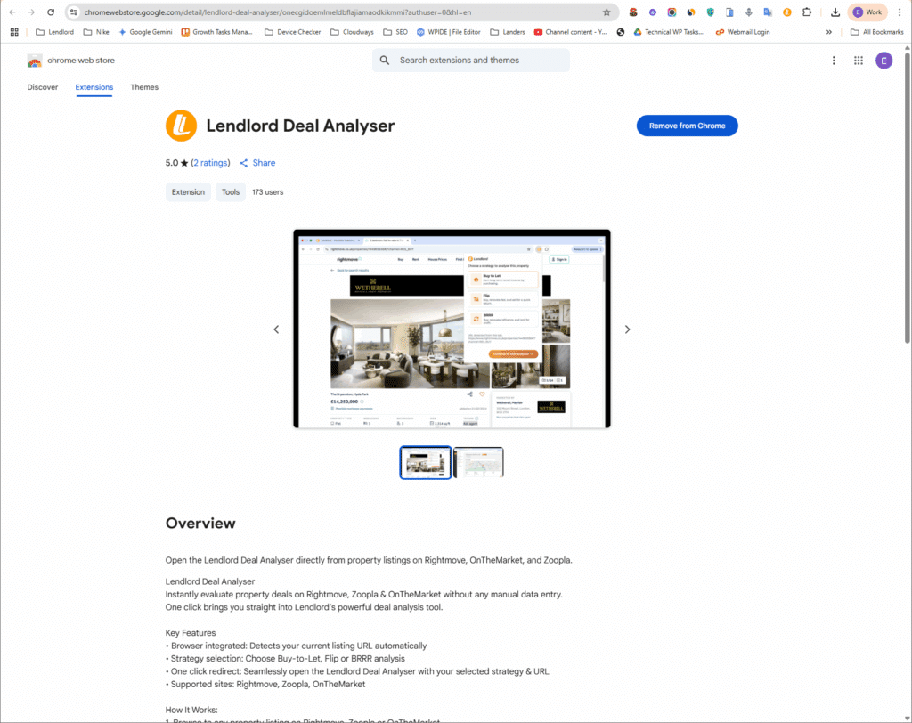 Lendlord Deal Analyser for Rightmove Listings