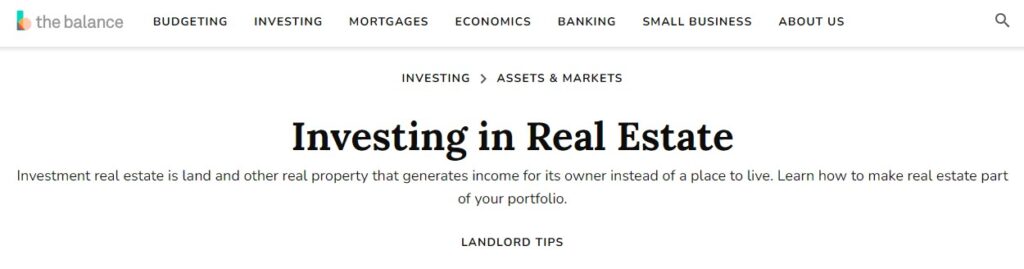 43. Real Estate Investing Blog By The Balance 1024x269