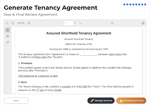 Generate Tenancy Agreement with Lendlord's tenant management software