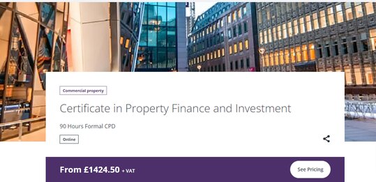 Property Investment Course By RICS Certificate In Property Finance And Investment
